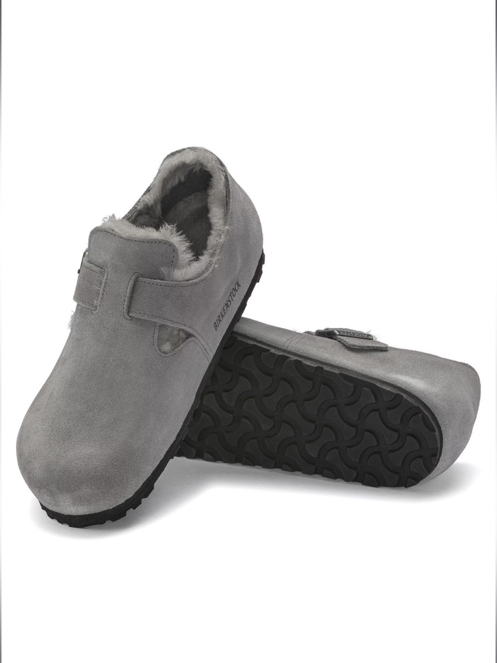 BIRKENSTOCK London Shearling Whale Gray Suede Leather EU39, US8.5